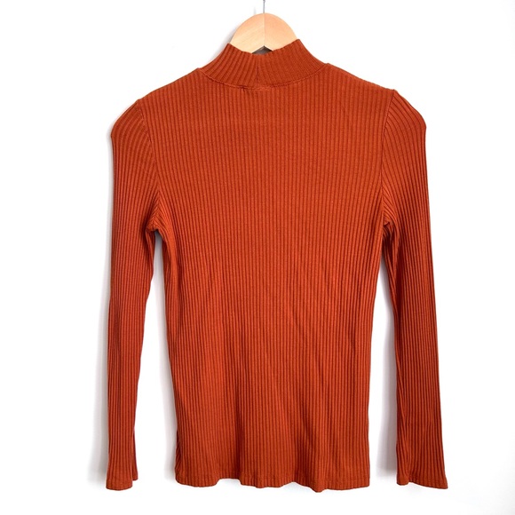 SET of 2 Ribbed Mockneck Long Sleeve Orange Tops - Rachel Zoe and Abound - Picture 4 of 14